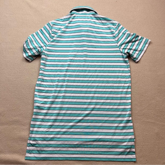 RLX Ralph Lauren Polo Shirt Mens Small Green White Striped Golf Performance - Picture 7 of 7